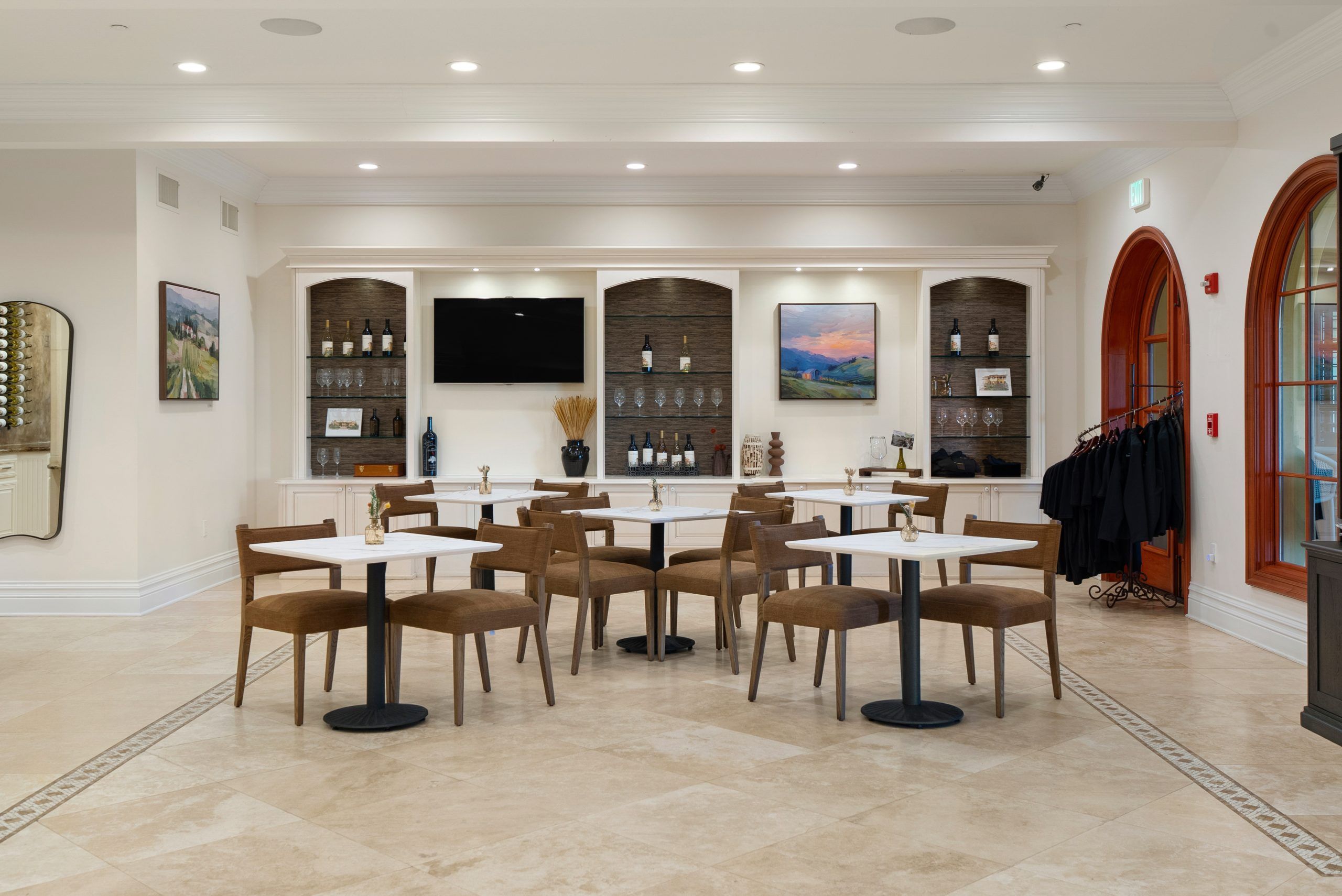 Tasting room seating at Villa San-Juliette